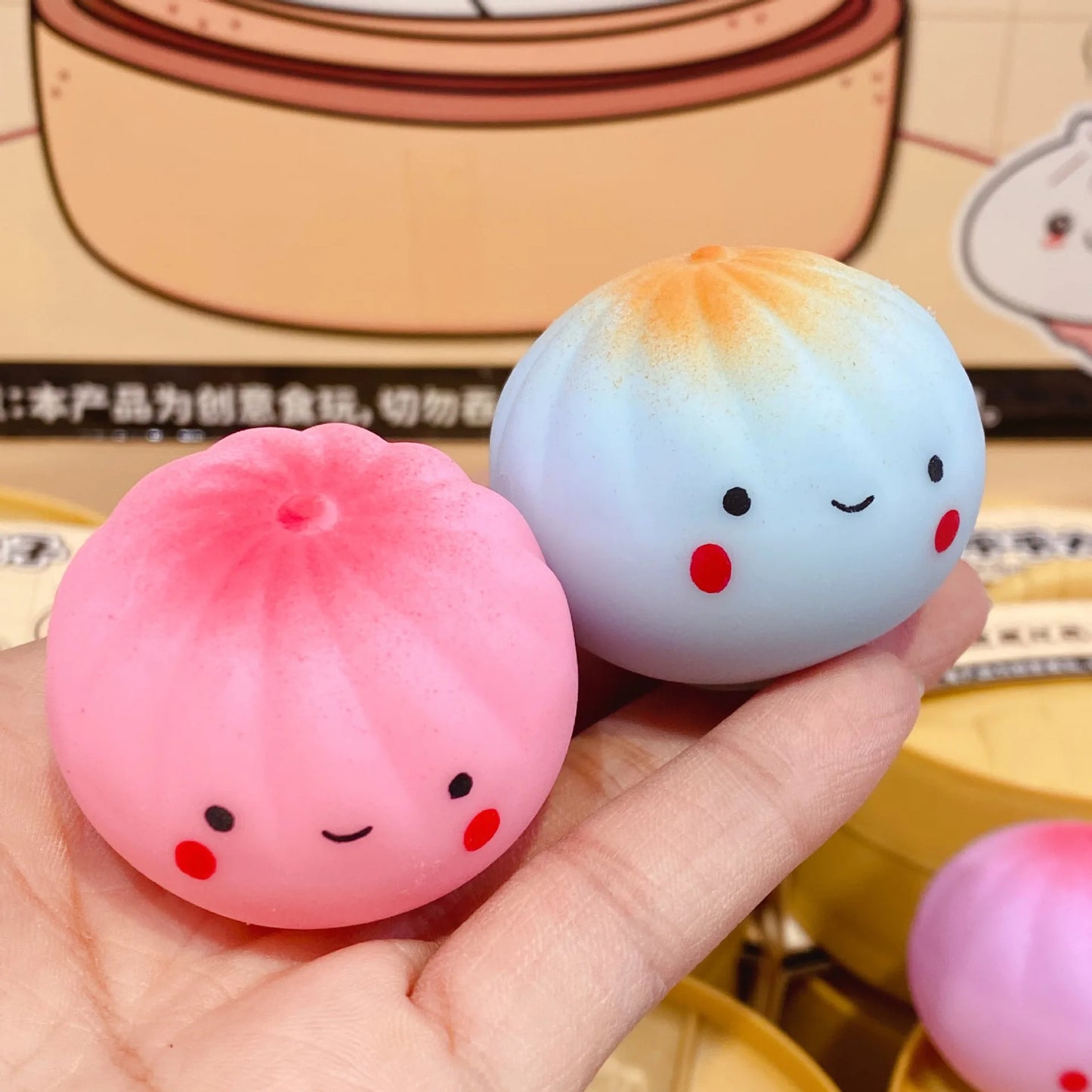 2026 New 2Pcs Steamer Bao Bun Squishy Simulation Pan-Fried Dumpling Slow Rising Squeeze Anti Stress Relief Adult Desk Gadget
