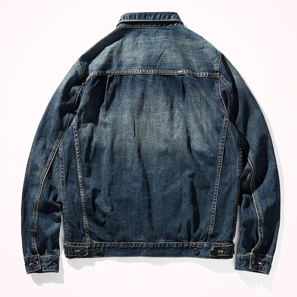 Men's Retro Patchwork Denim Jacket | Casual Heavyweight Outerwear