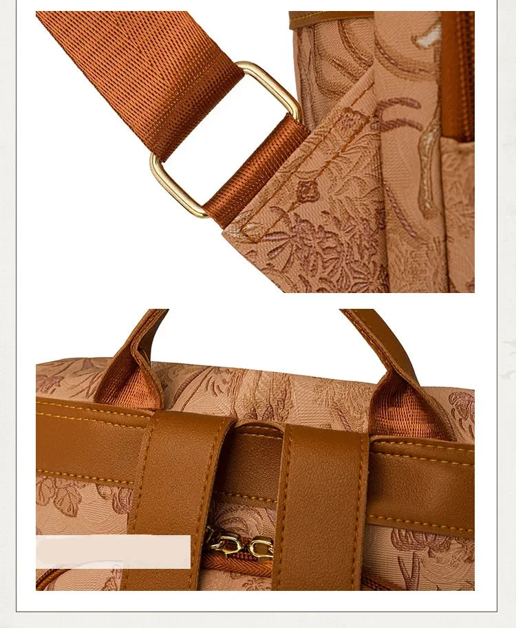 Stylish Color Blocking PU Leather Backpack | Anti-Theft Travel Bag