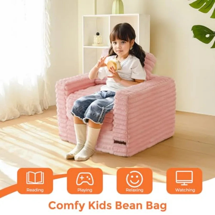 Comfy Faux Fur Bean Bag Chair | Cozy Upholstered Floor Sofa