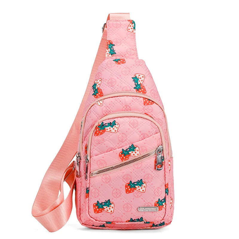 Floral Quilted Mini Sling Chest Bag | Adjustable Crossbody Backpack