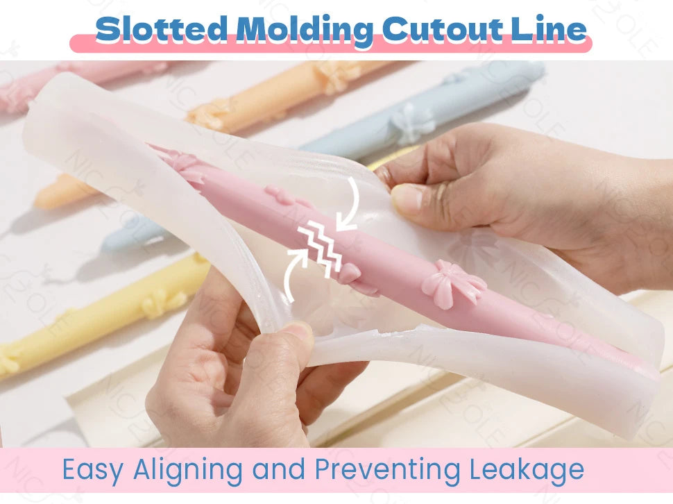 Silicone Bow and Heart Taper Candle Mold for Homemade Decor