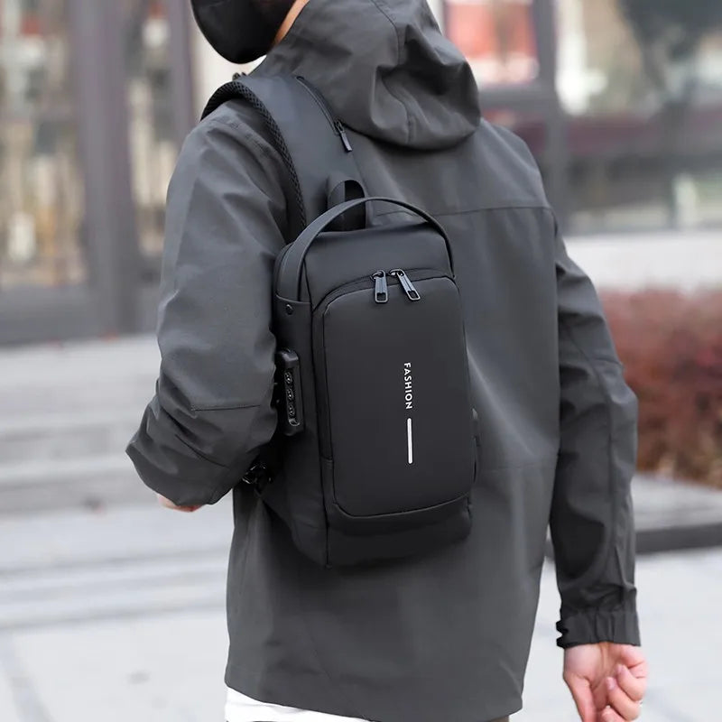 Men's Anti-Theft Chest Bag with USB Port | Waterproof Crossbody Sling