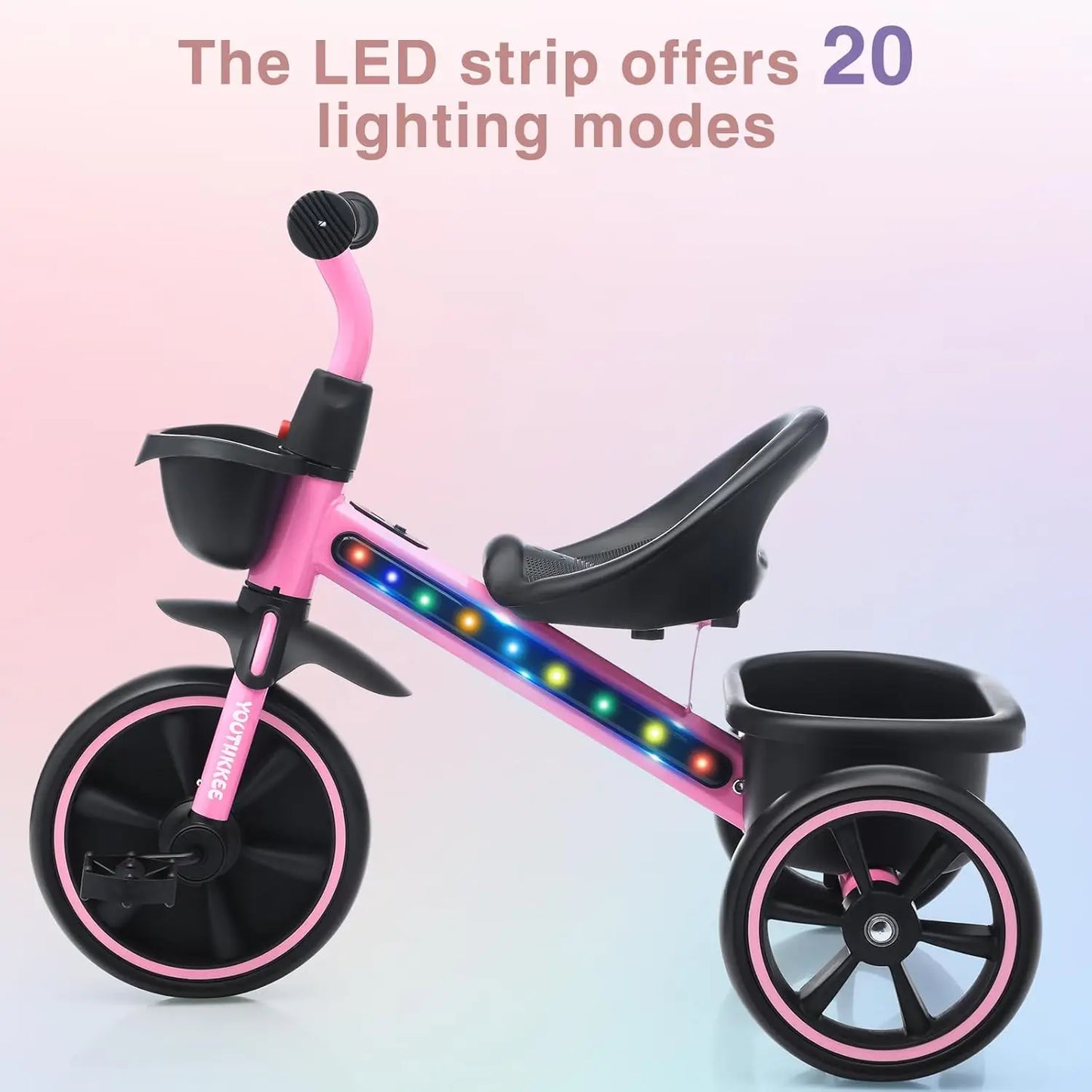 Kids Tricycle with LED Lights | Safe & Fun for Toddlers