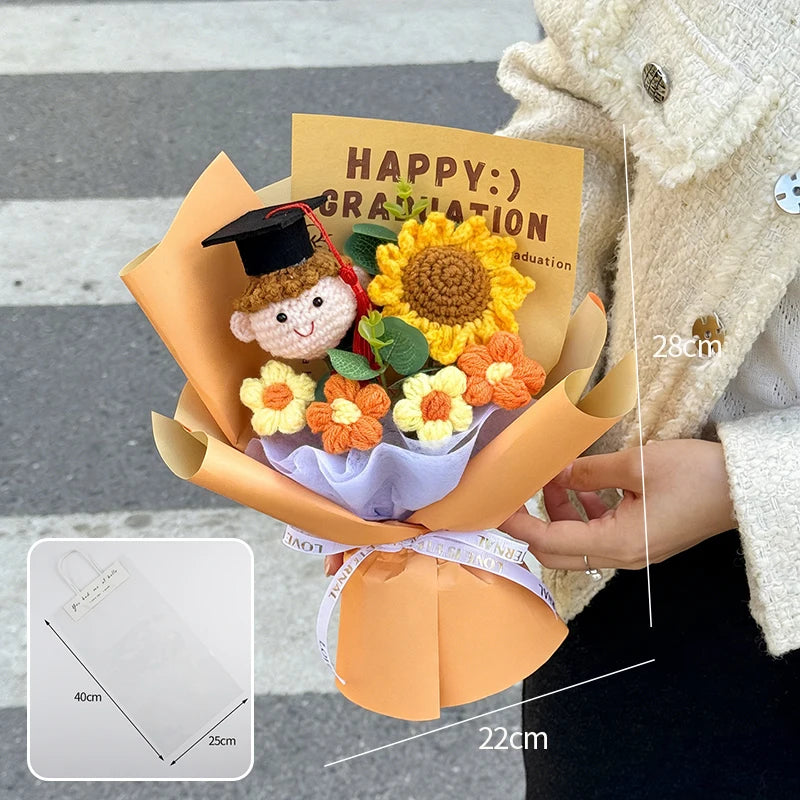 Ramo de flores de graduación tejidas a mano | Regalo perfecto para profesores