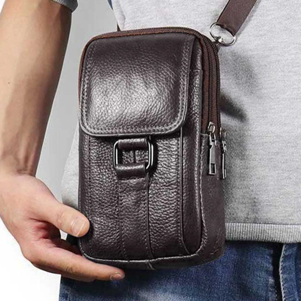 Bolso bandolera de piel de vacuno para hombre | Elegante diseño multibolsillos