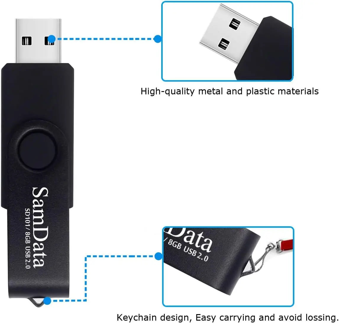 8GB USB Flash Drive with LED Indicator | Swivel Design & Plug & Play