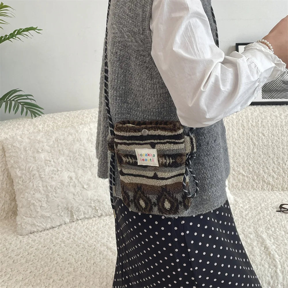 Cute Plush Dot Crossbody Bags for Women | Portable Shoulder Bag