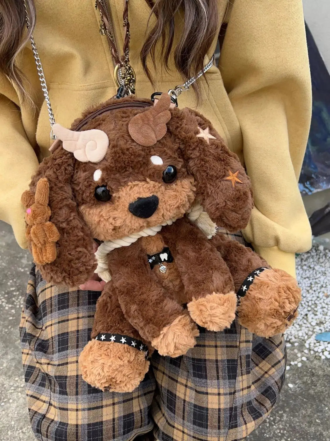 Cute Puppy Plush Doll Shaped Backpack | Trendy Cartoon Style Bag