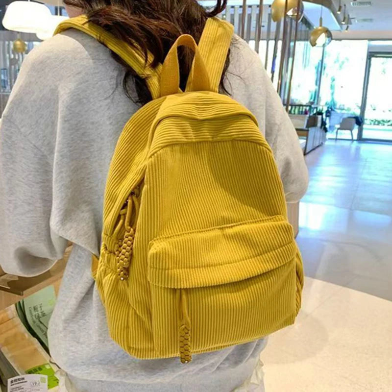 Trendy Women's Multi-color Corduroy Backpack | Stylish Daily Bag