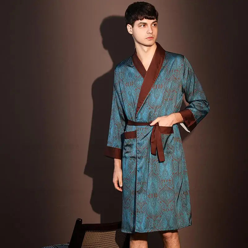 Comfortable Male Rayon Sleepwear Kimono Bathrobe | Loungewear