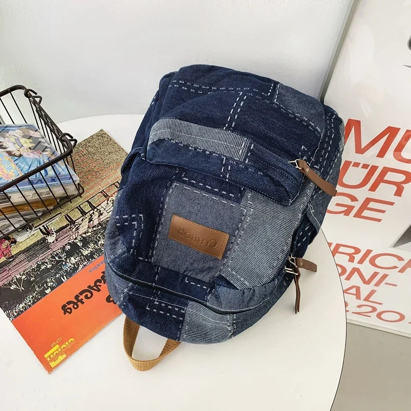 Trendy Washed Denim Backpack | Stylish College Laptop Bag
