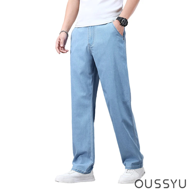Men's Loose Straight Jeans | Lightweight Casual Pants for Summer