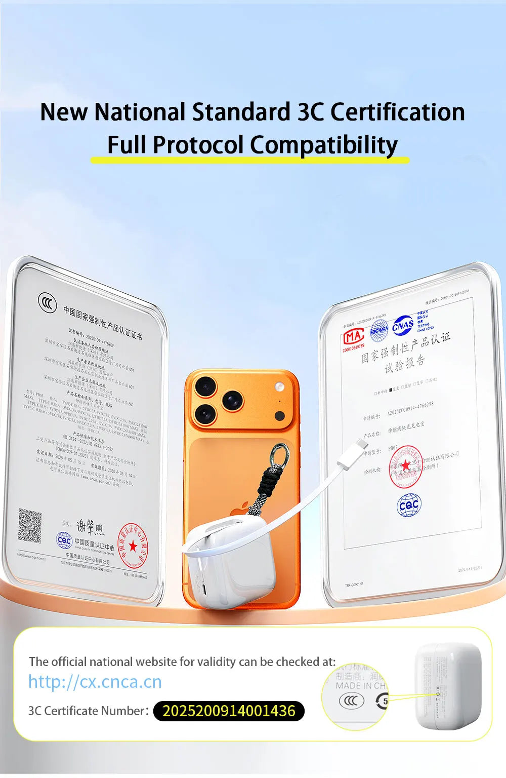 40W Fast Charging Portable 10000mAh Power Bank with Cable