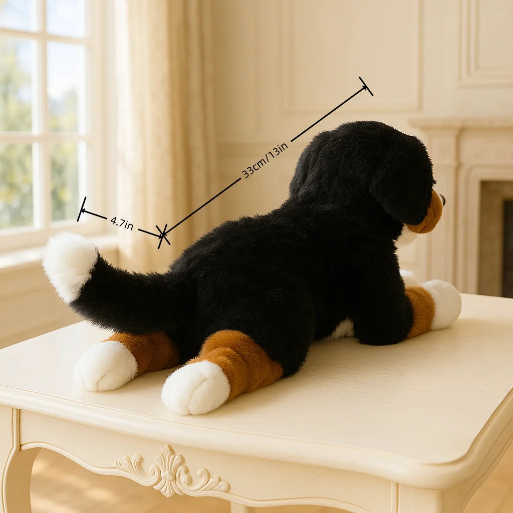 13-Inch Realistic Bernese Mountain Dog Plush Toy | Cute Pet Pillow