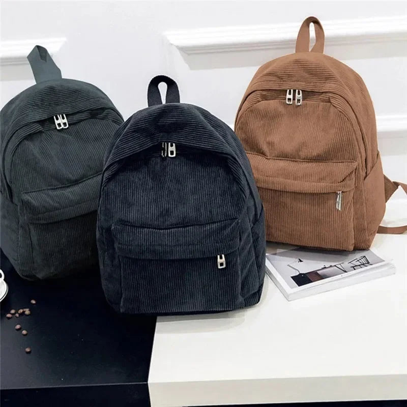 Trendy Corduroy Backpacks for Students | Stylish School Bags