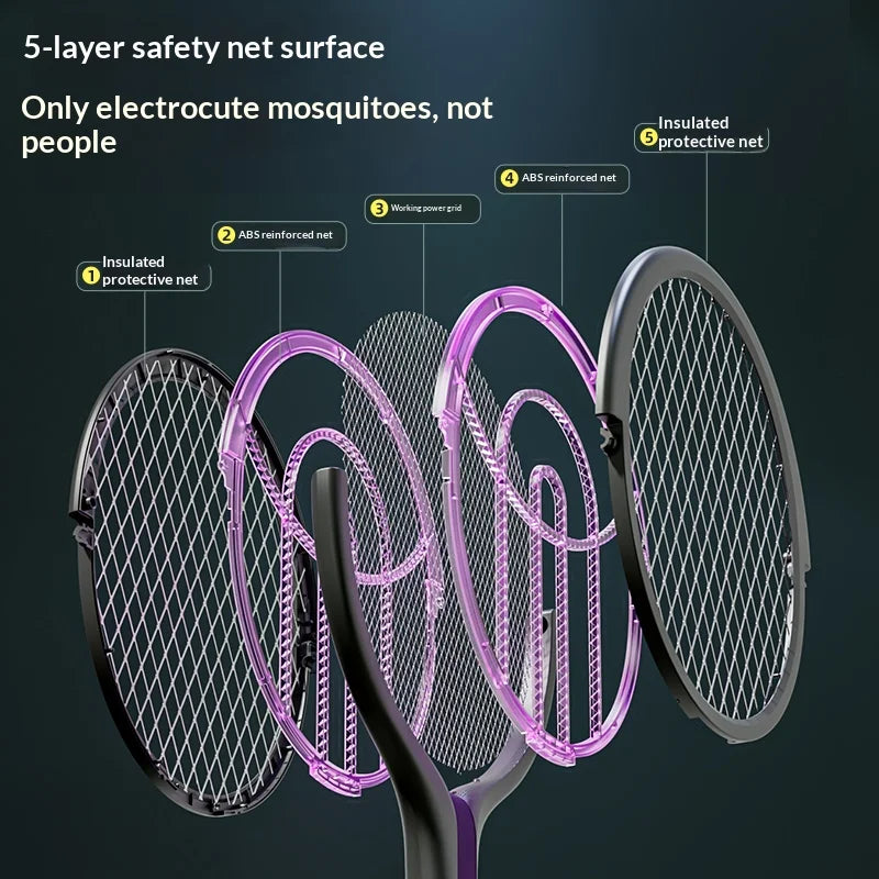 Rotating Head Bug Zapper Racket | Rechargeable Electric Fly Swatter