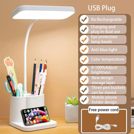Lámpara de mesa LED USB | Luz de lectura ajustable con protección ocular