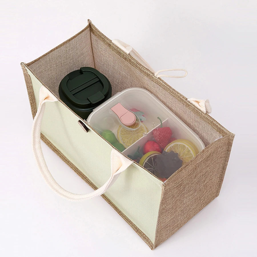 Fashionable Linen Handbag | Versatile Solid Colour Shopping Tote