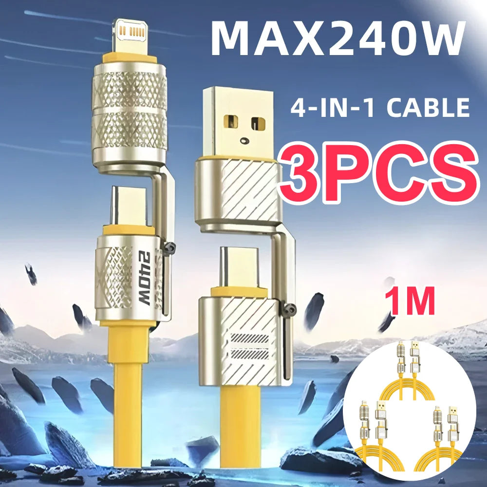 4-in-1 Fast Charging Data Cable - Type-C to Type-C Connection
