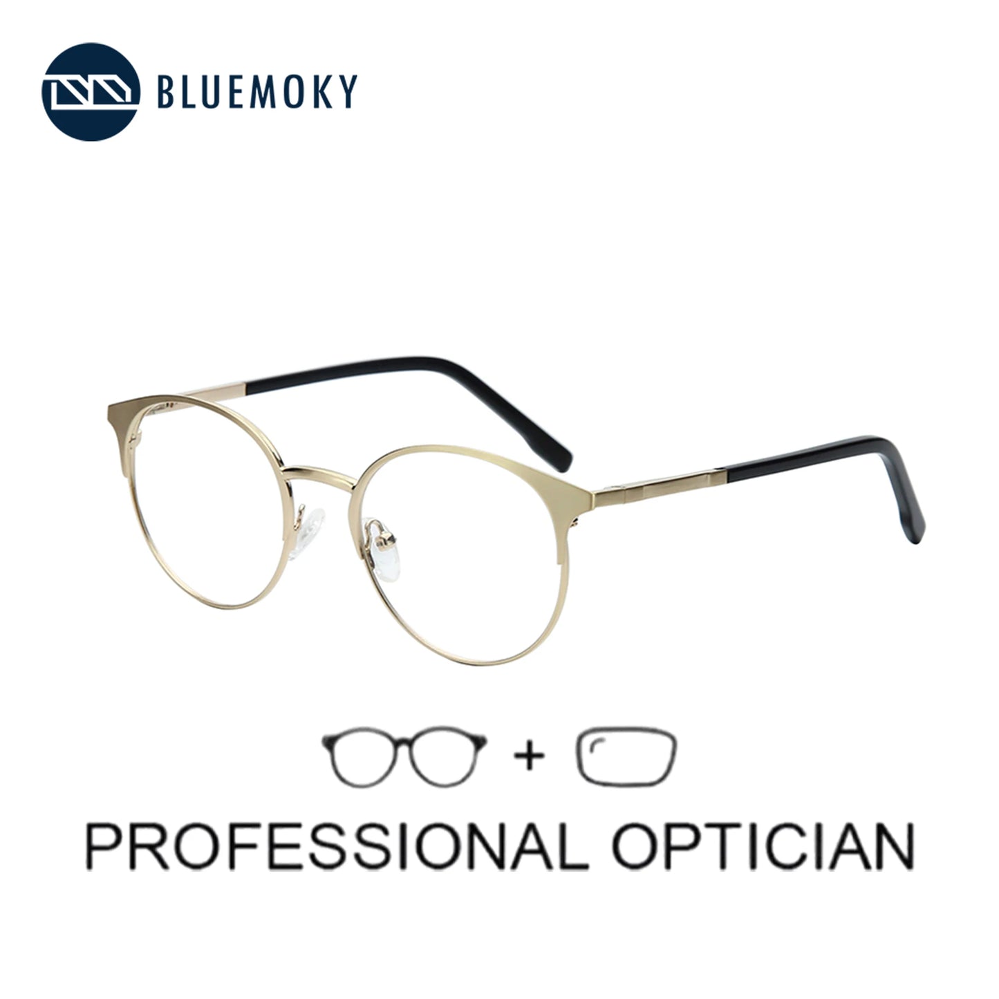 Trendy Round Progressive Metal Prescription Eyeglasses for All