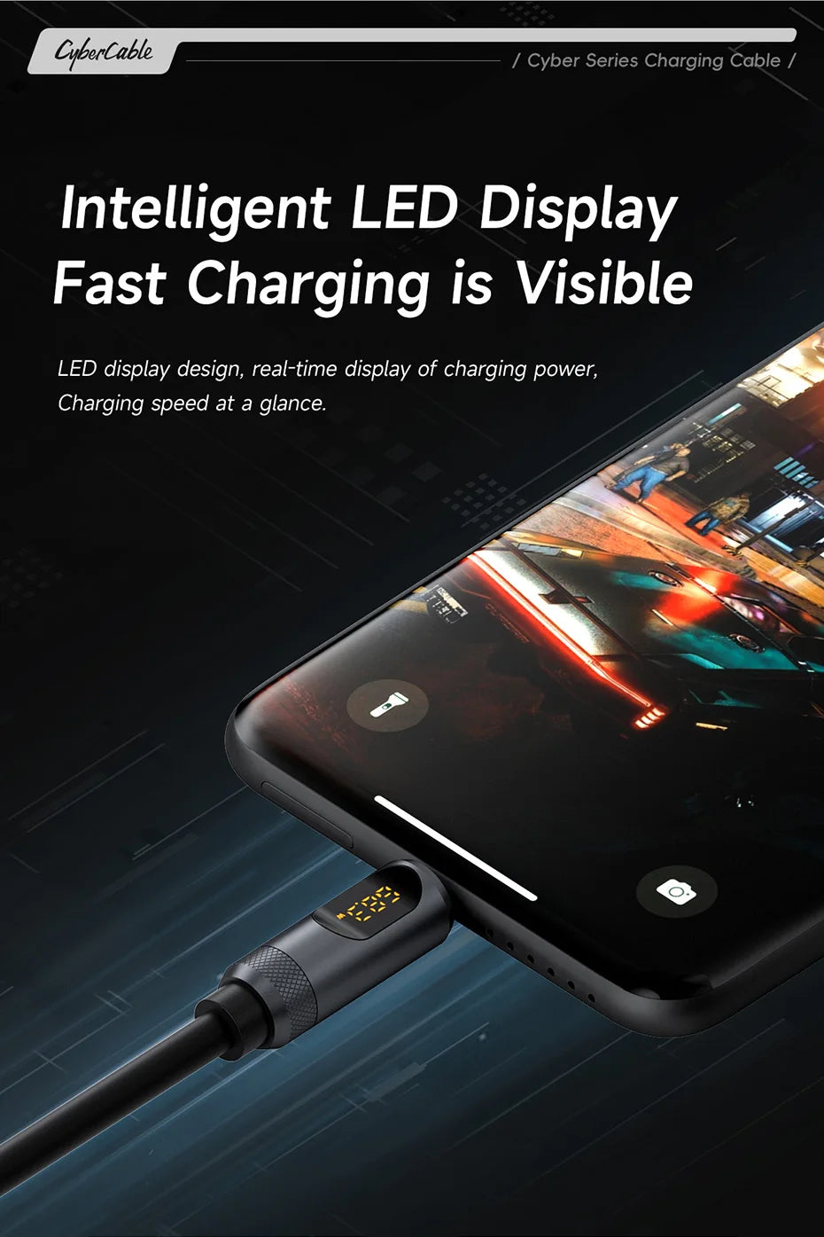 USB C Cable with LED Display | Fast Charging Type C Cable