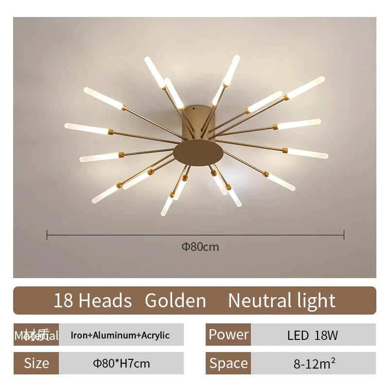 Modern LED Ceiling Lamp | Nordic Fireworks Design for Home Decor