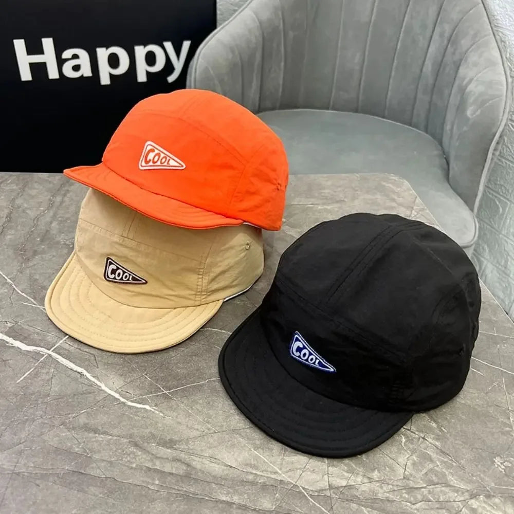 Unisex Vintage 5 Panel Embroidered Short Brim Cap | Quick Dry Hat