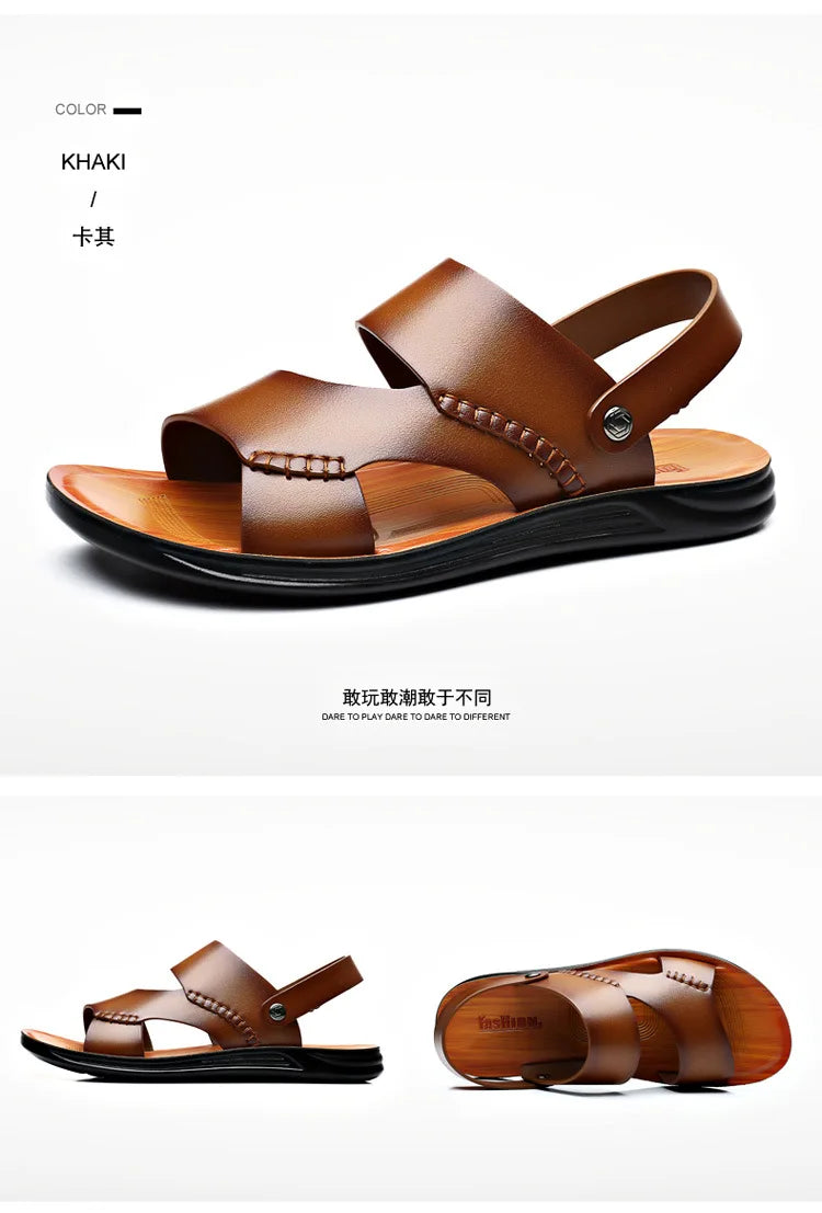 Men's Stylish Leather Sandals | Breathable Casual Beach Shoes