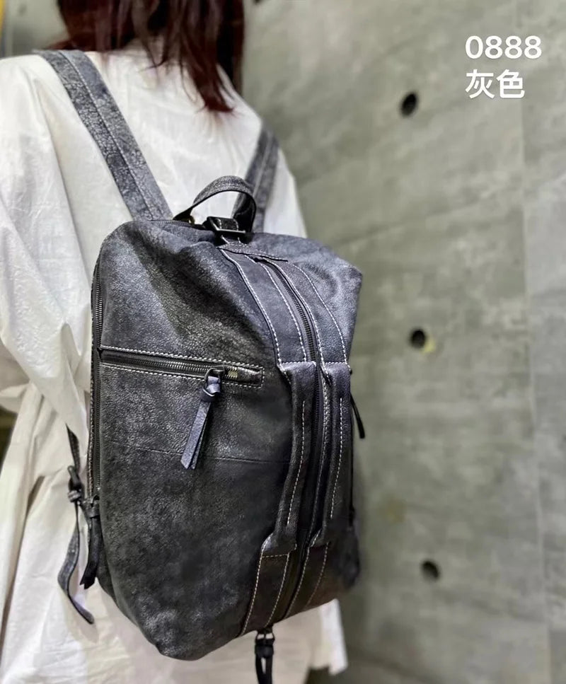 Retro Multi-Functional Vintage Backpack | Large Capacity Leather Bag