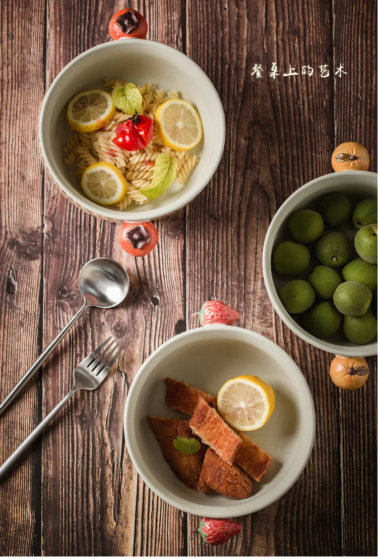 Cuenco de sopa de cerámica hecho a mano con doble asa | Elegancia de estilo japonés