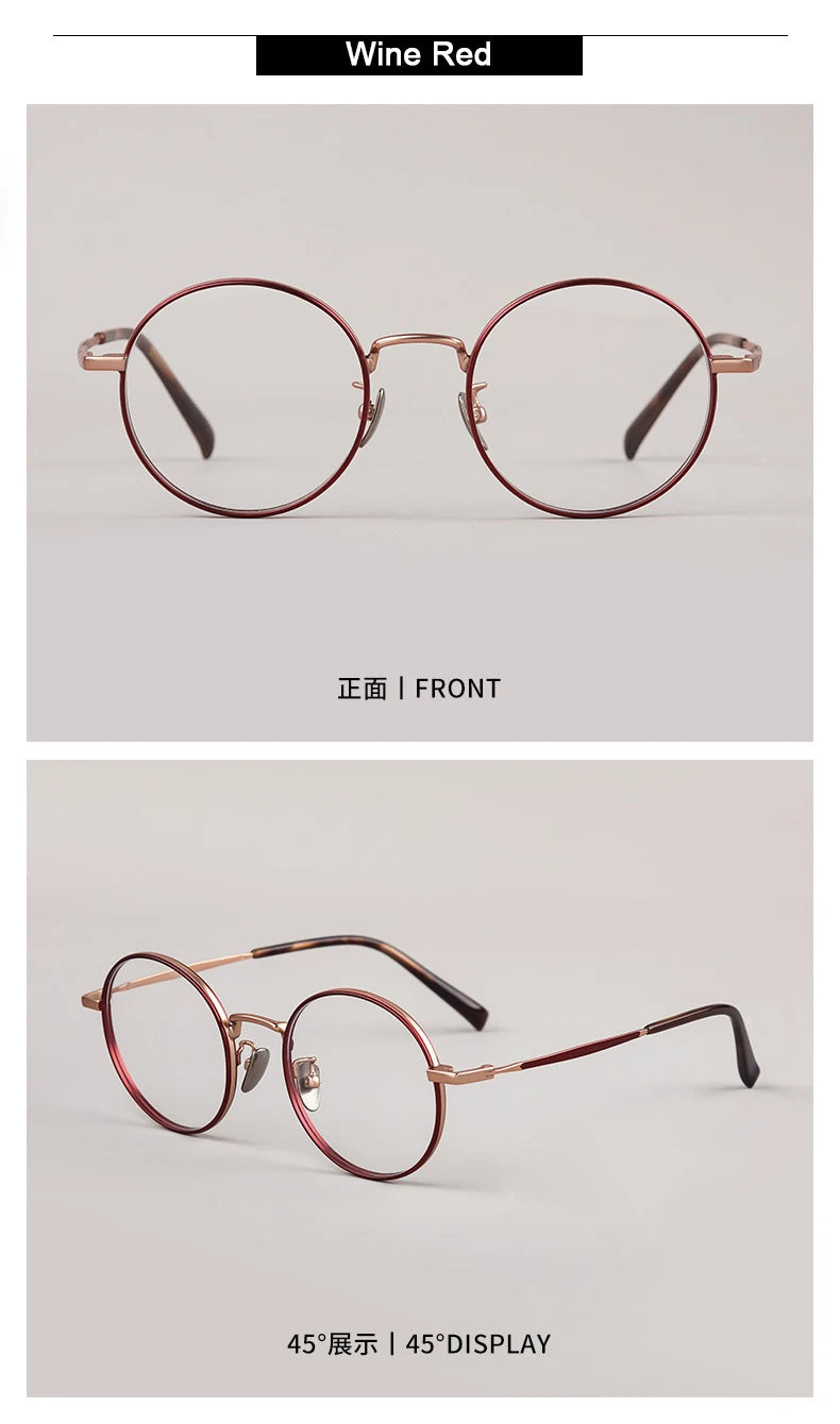 Ultra-Light Retro Round Eyeglasses | Stylish Titanium Frames