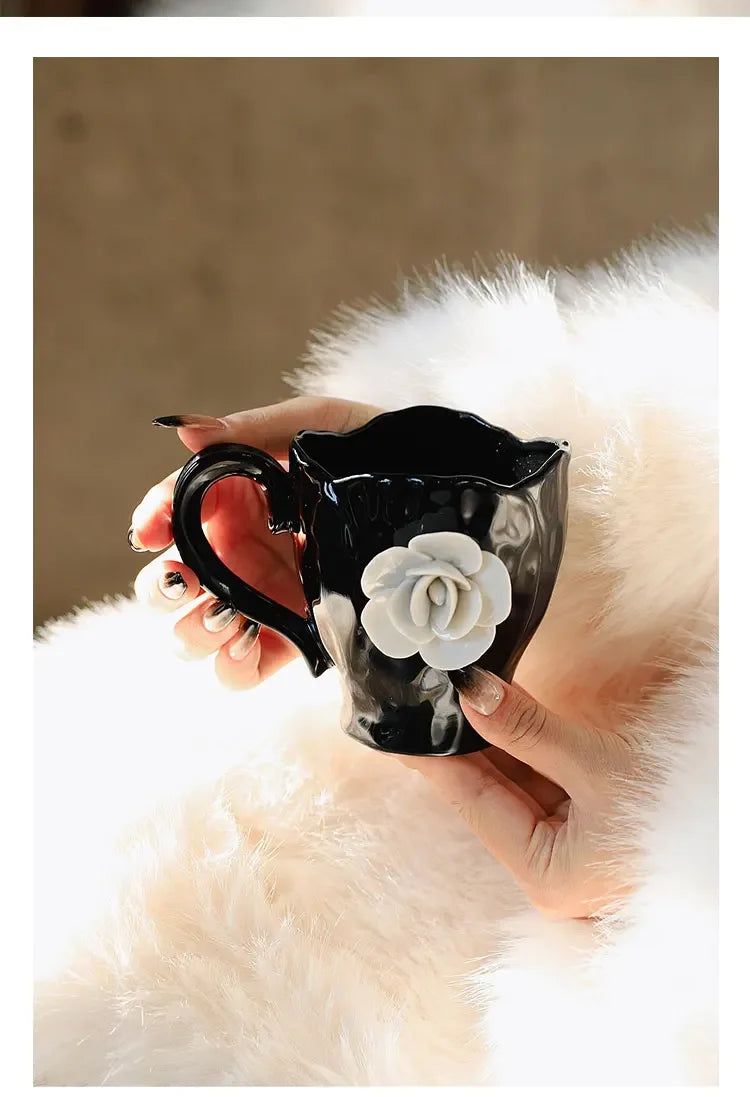 Elegant 3D Rose Ceramic Coffee Mugs | Stylish Drinkware for Every Occasion