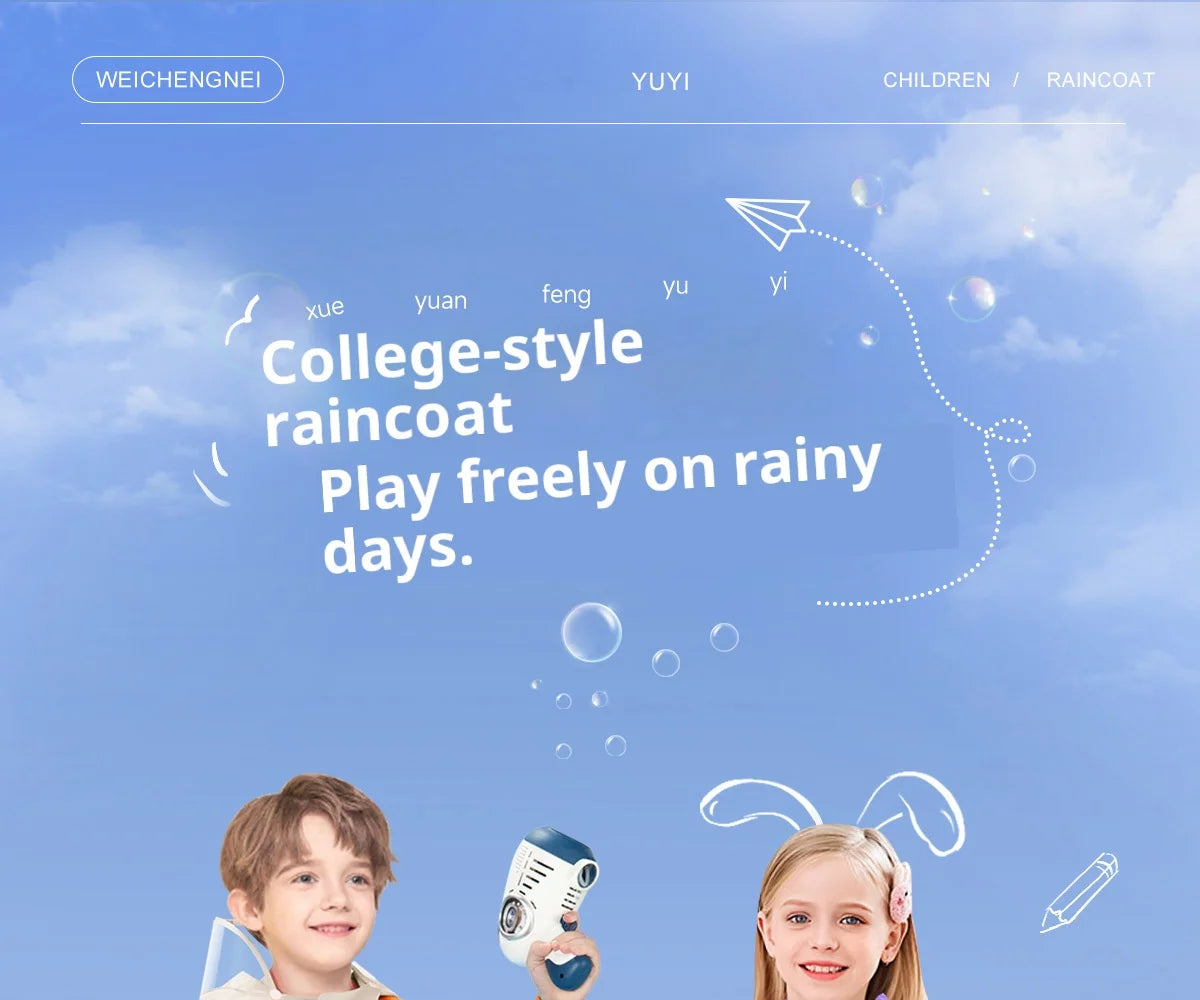Children's Waterproof Raincoat with Fun Backpack | Stylish & Durable