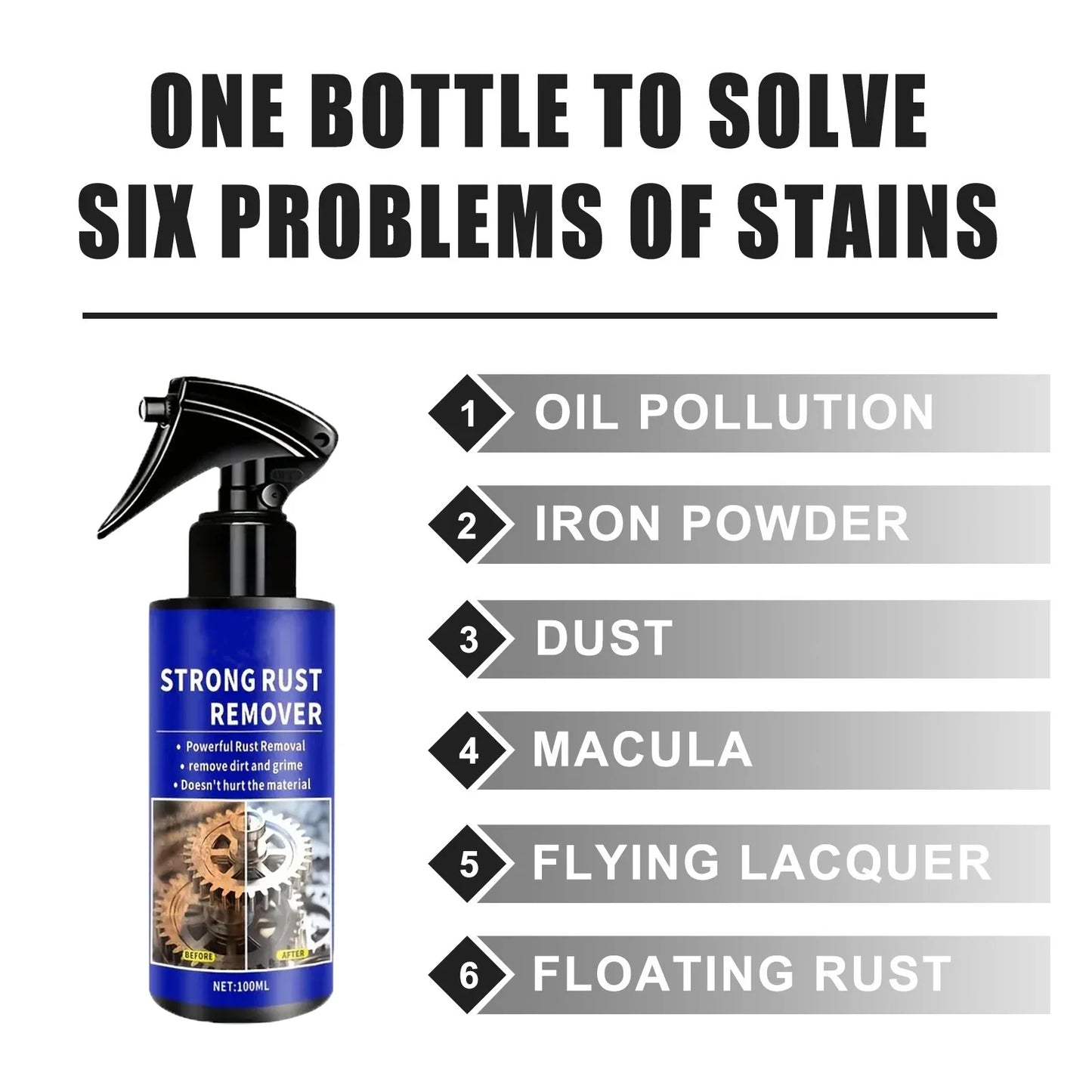 Multifunctional car rust remover used for removing rust providing surface protection on car brake pads iron metal surface 1/3PCS