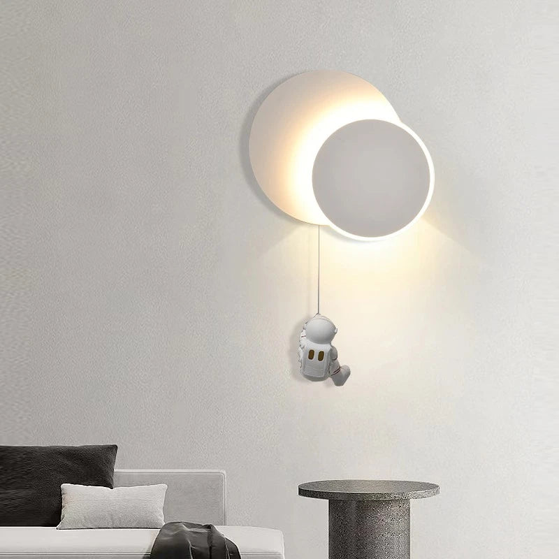 Creative LED Astronaut Moon Wall Lamp for Kids' Rooms