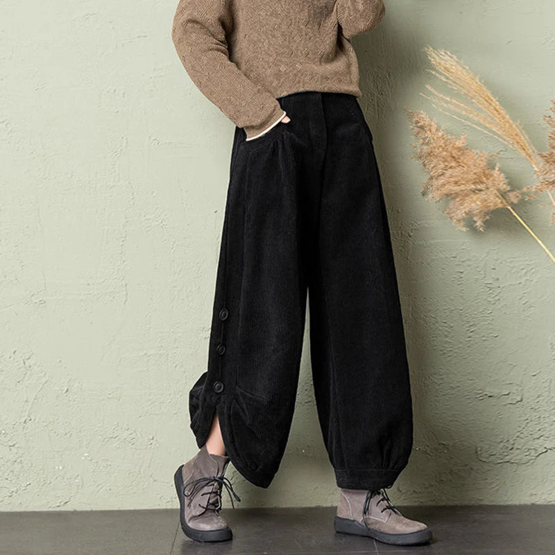 Women’s Warm Corduroy Harem Trousers | Casual Streetwear Pants 2026