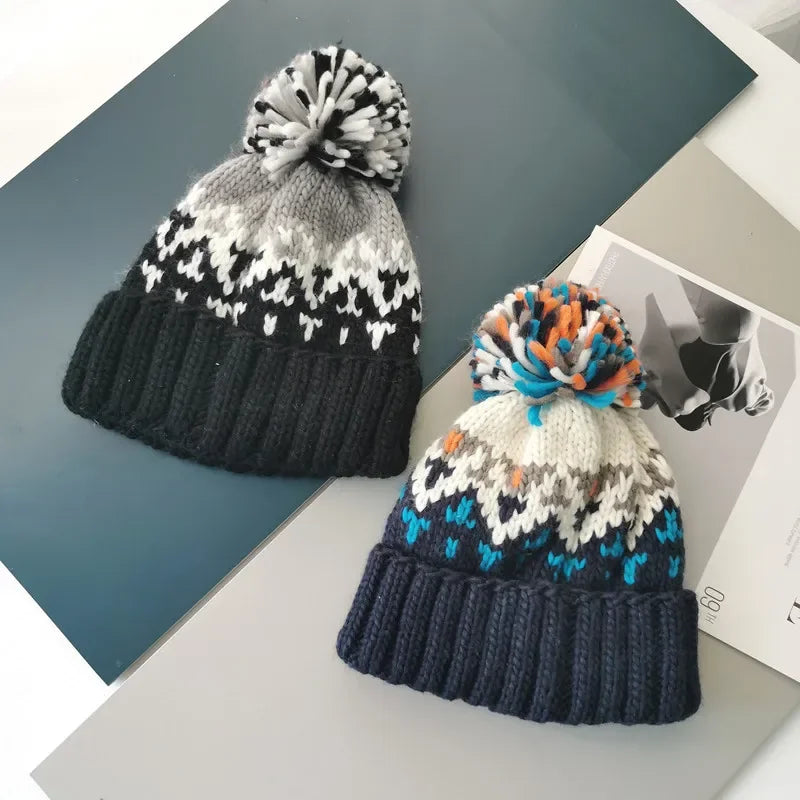 Unisex Fur Pompom Beanie Hat | Cozy Warm Knit Winter Cap