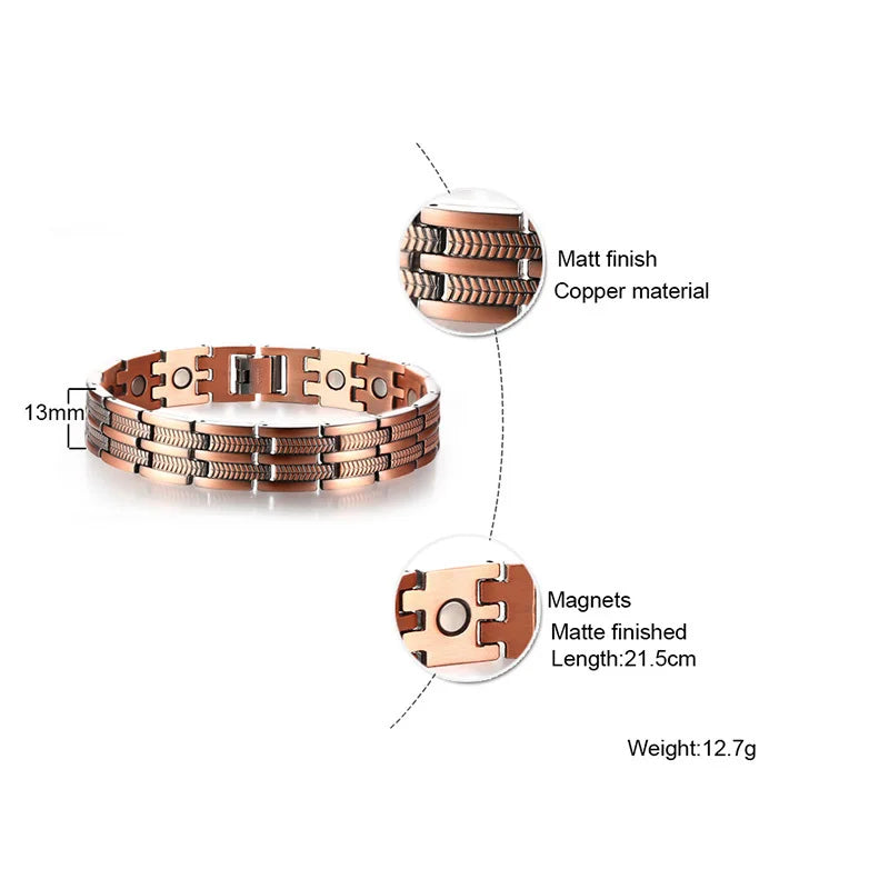 Adjustable Copper Therapy Bracelets for Men | Pain Relief Bangle