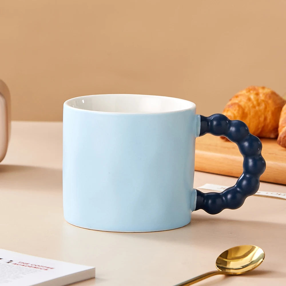 Elegant Ceramic Coffee Cup with Pearl Handle | Perfect for Home & Office