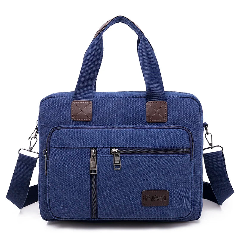 Canvas Men's Handbag Shoulder Bag Travel Large Capacity Multi-layer Crossbody Bag Student Travel Top-handle Bag Leisure Tote sac