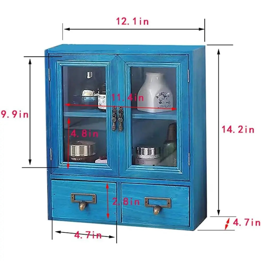 Vitrina En Miniatura de Madera Vintage | Almacenamiento Montado en la Pared