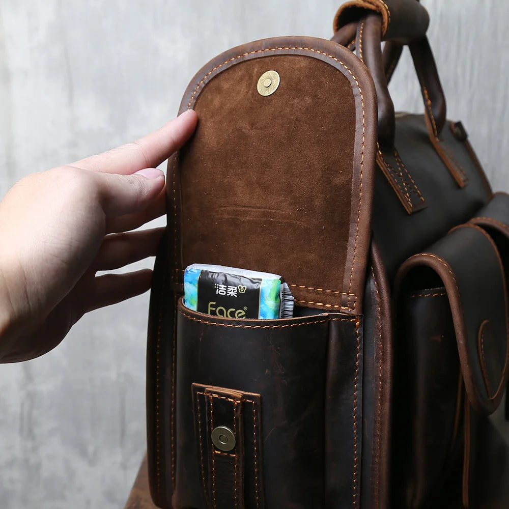 Genuine Leather Retro Men's Handbag | Large Capacity Crossbody Bag