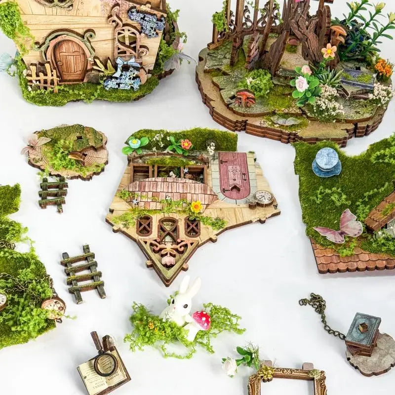 Wooden DIY Treehouse Dollhouse Figurines | Creative Mini Decor