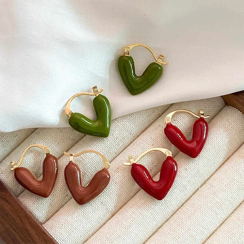 Elegant Wine Red Heart Shaped Drop Earrings | Fashion Jewelry for Women