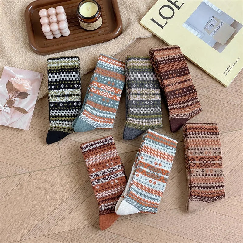 Women's Retro Knitted Knee Socks | Vintage Style for Autumn & Winter