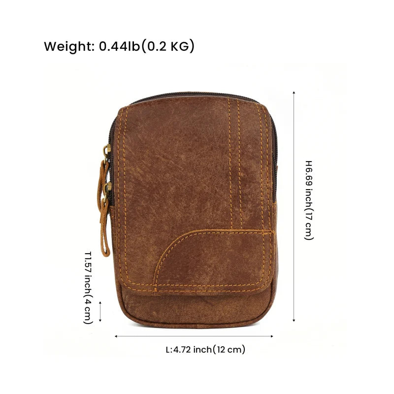 Men's Vintage Leather Waist Bag | Stylish Outdoor Sports Pack