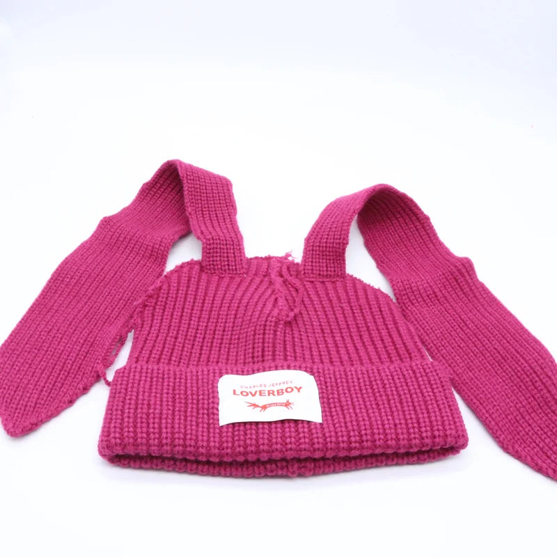 Unisex Long Fox Ears Knitted Beanie | Y2K Bunny Rabbit Hat