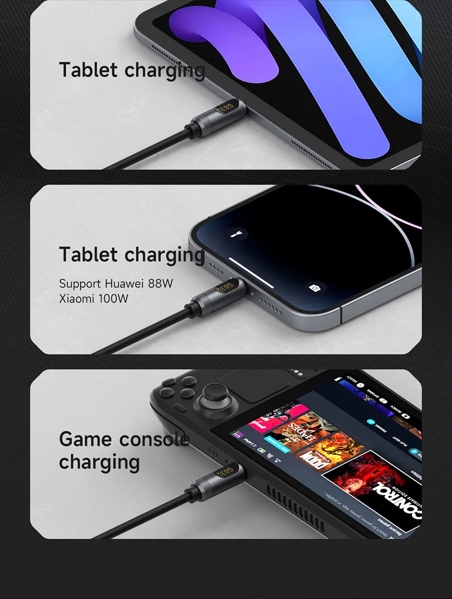 USB C Cable with LED Display | Fast Charging Type C Cable
