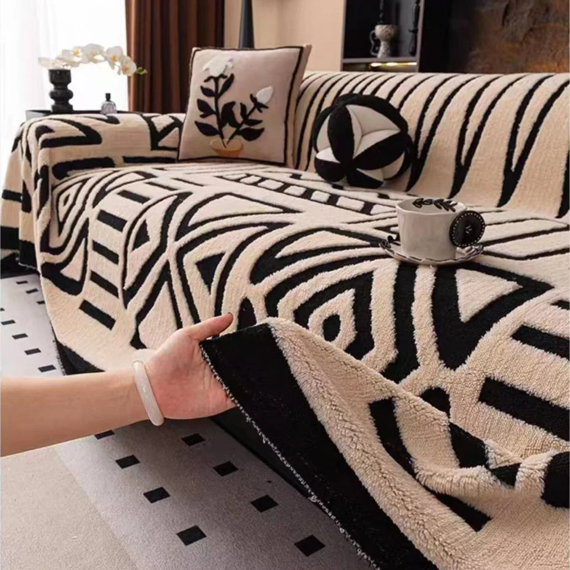 Bohemian Style Sofa Protector | Vintage Fleece Blanket for Pets